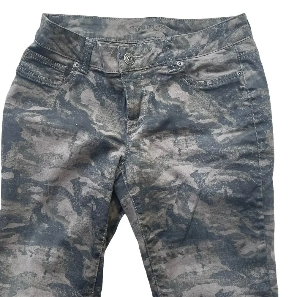 Maurices 5 Pocket camo Jeans Jr. Size M-reg Skinny Leg Cotton Blend Boho Street